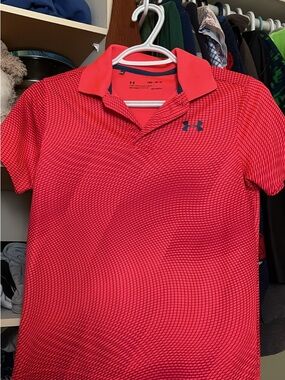 Under Armour Red patterned boys polo shirt